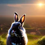 Rabbit in digital sunrise