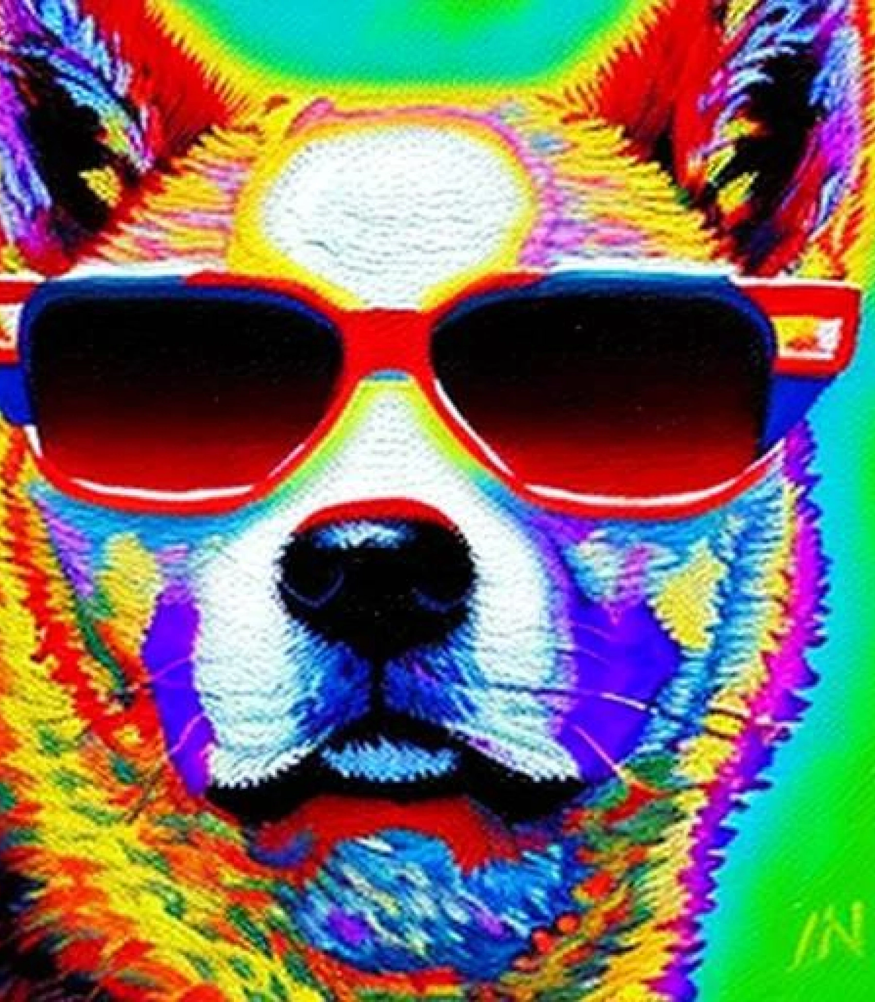 Akita in Funky Shade inspired Painting created using AI Draw our online AI Art generator