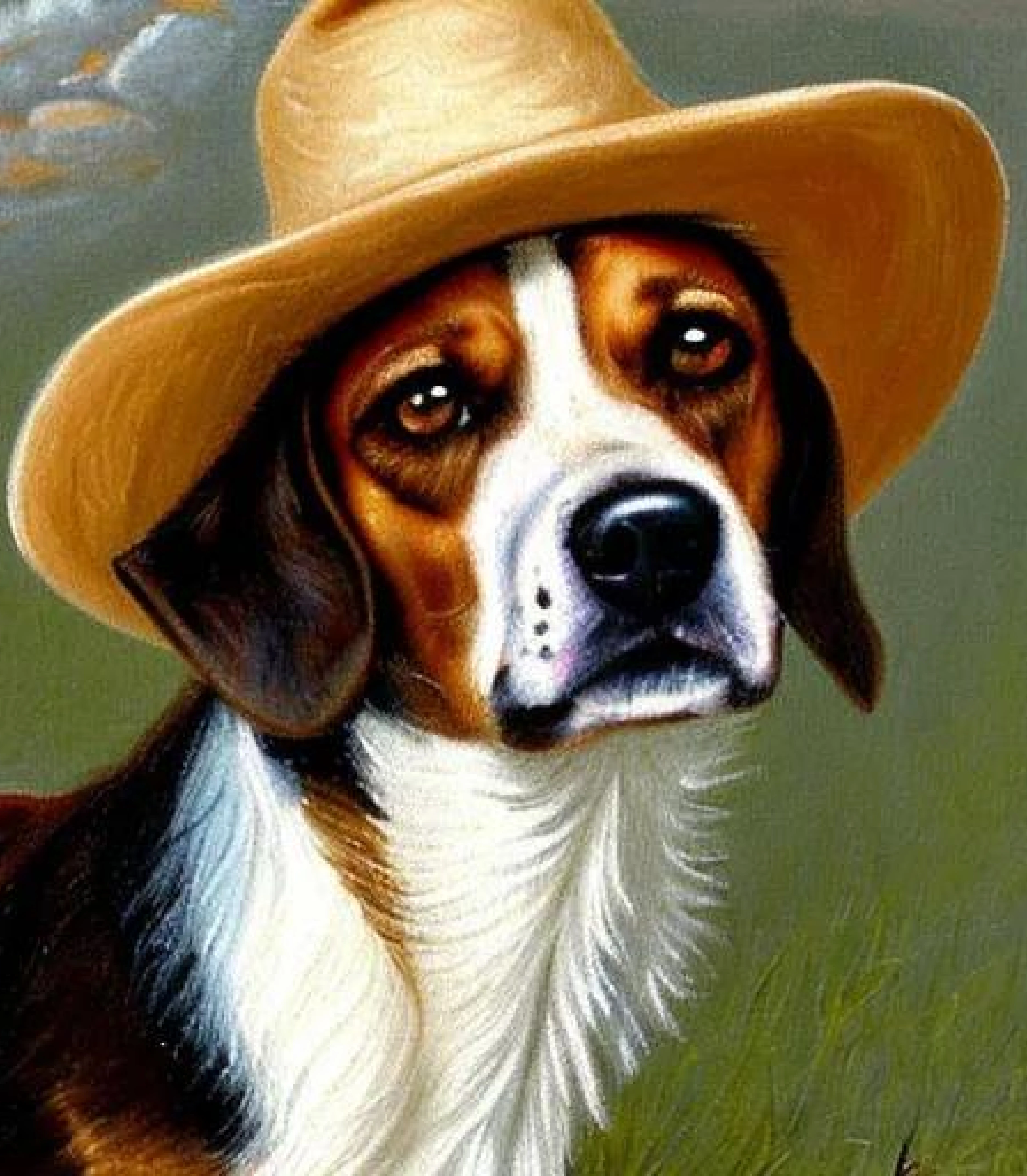 Beagle in Cowboy Oil Painting created using AI Draw our online AI Art generator