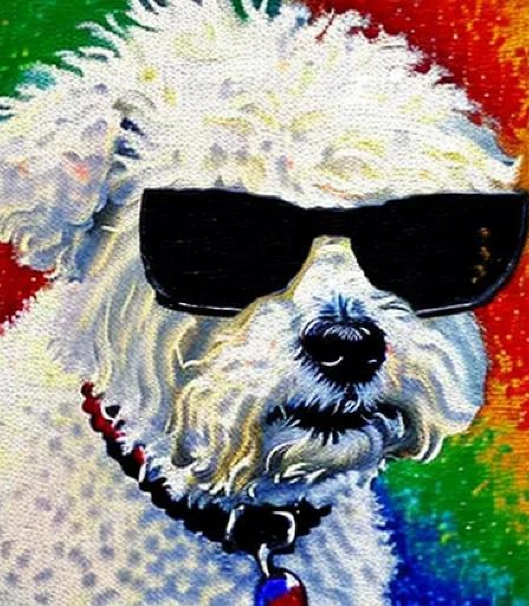 Bichon Frise in Funky Shade inspired Painting created using AI Draw our online AI Art generator