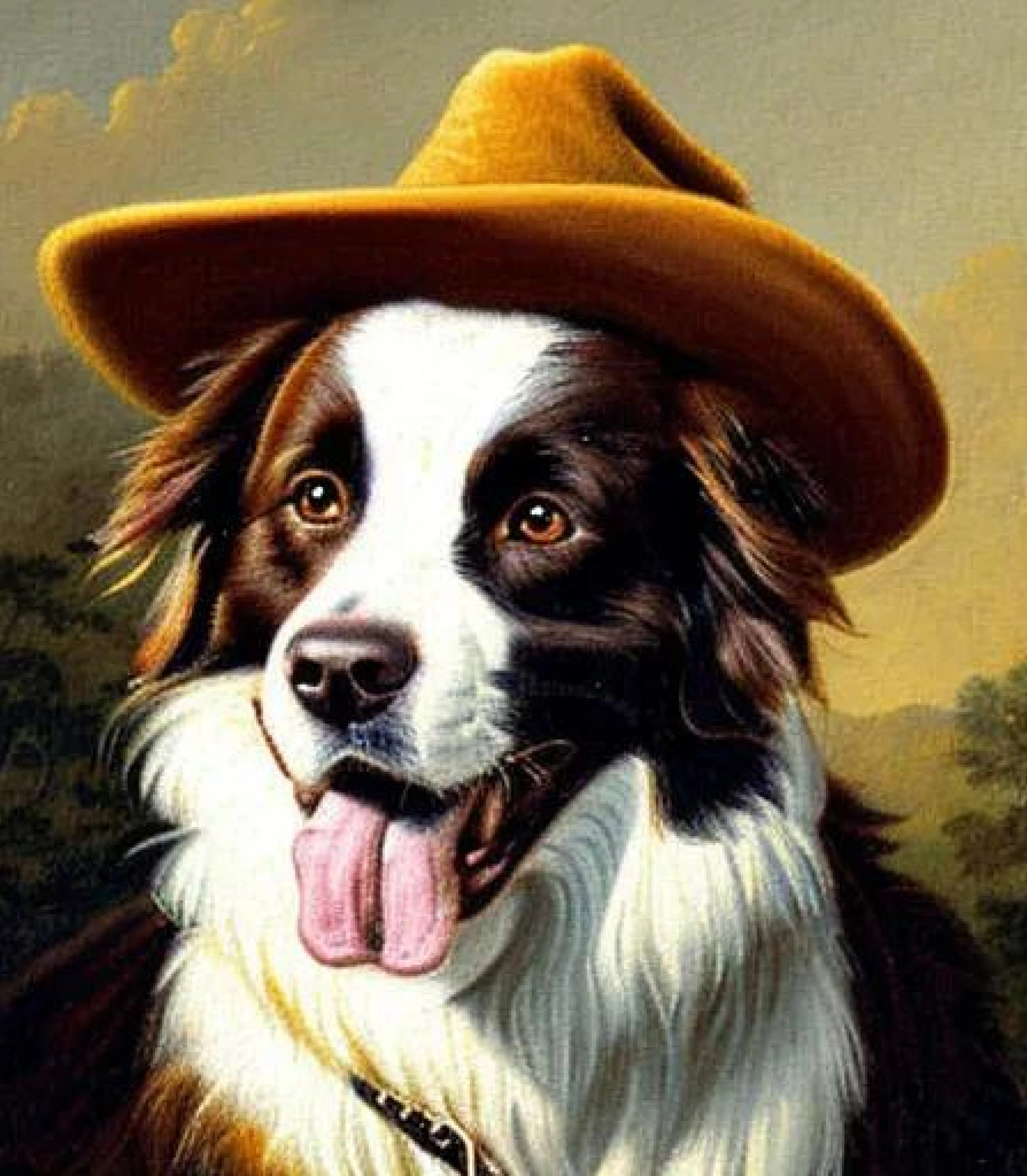 Border Collie in Realistic Cowboy painting style created using AI Draw 