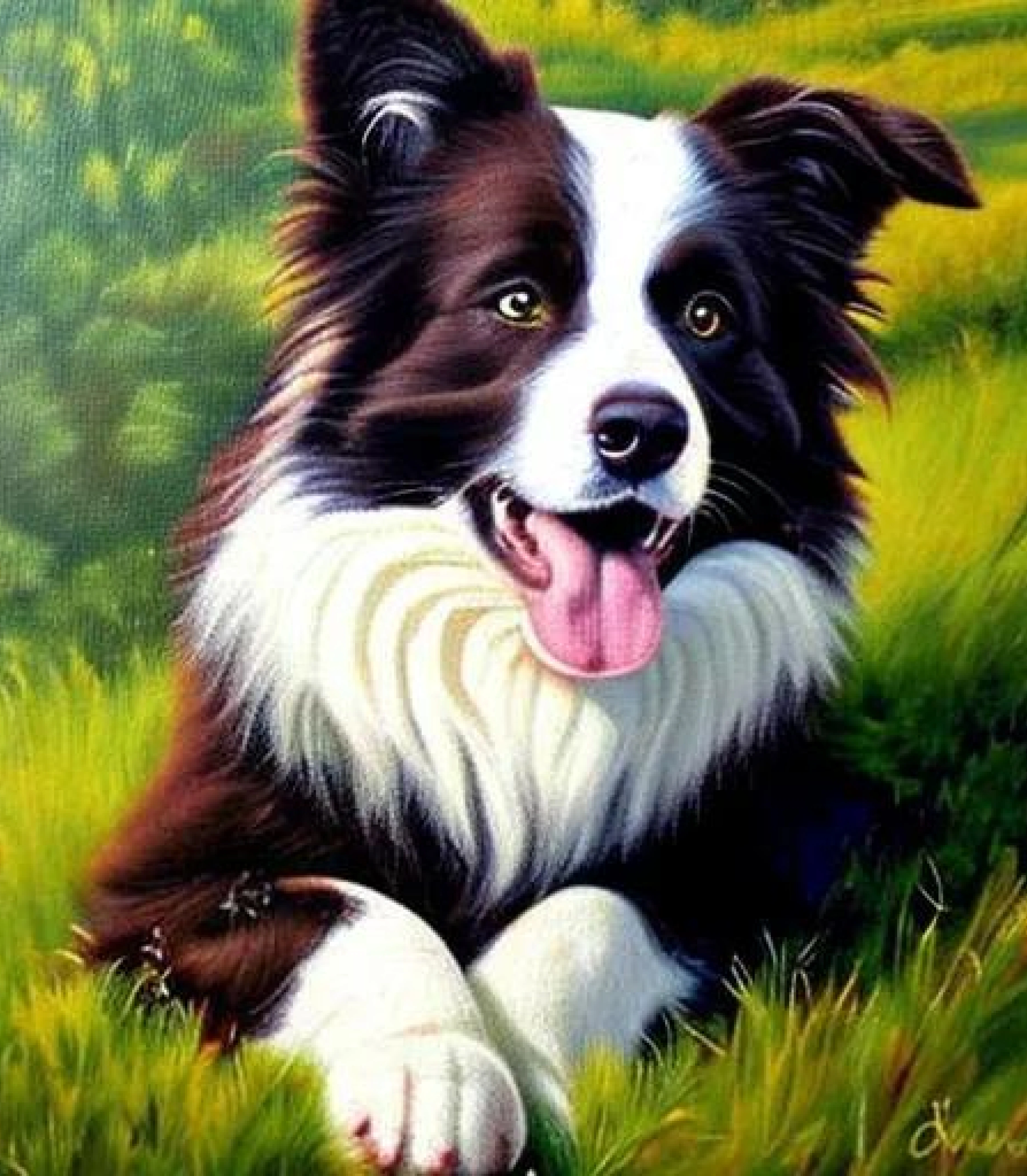 Border Collie in in Oil pastel style created using AI Draw 