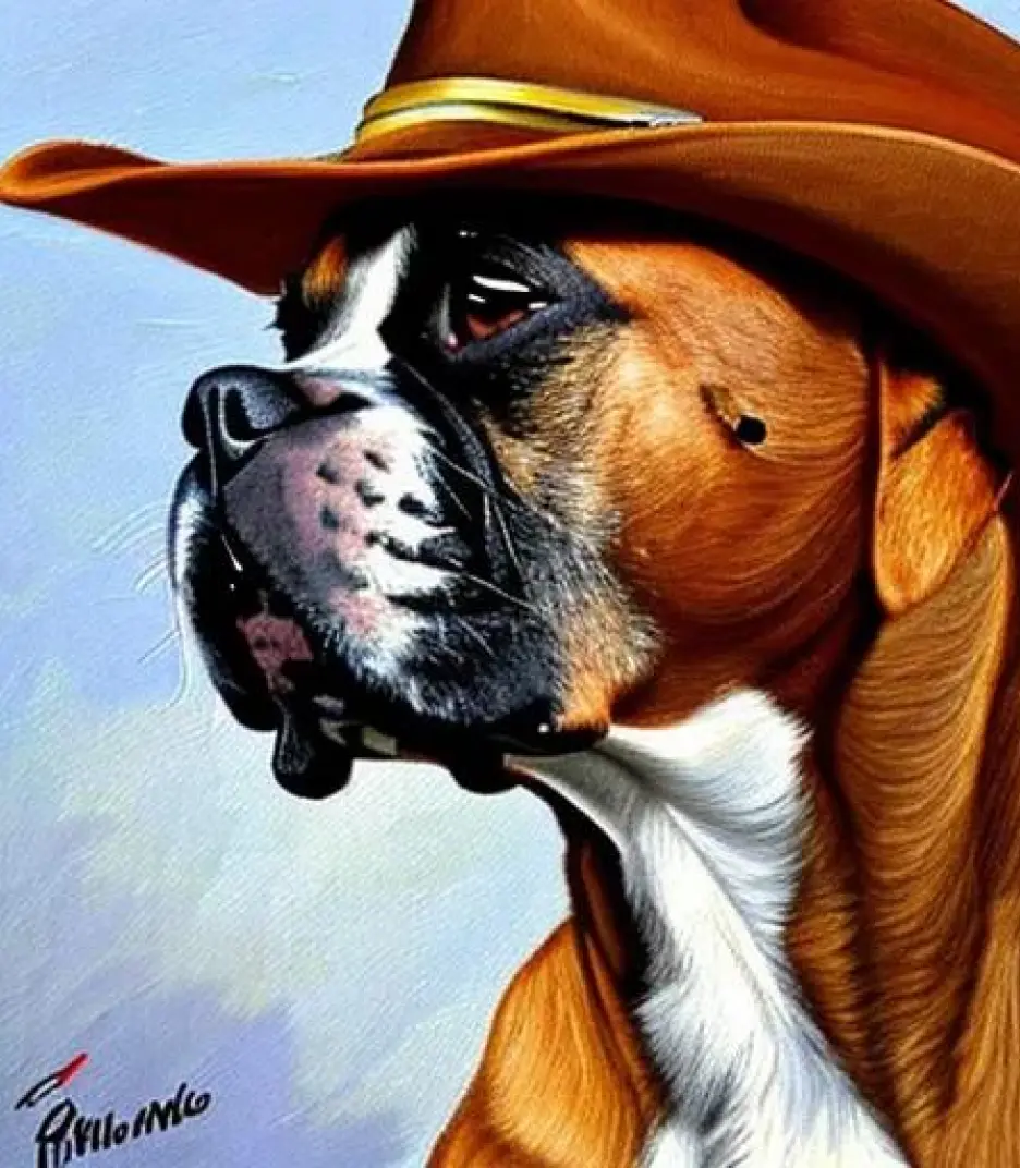 Boxer in Cowboy art style created using AI Draw 