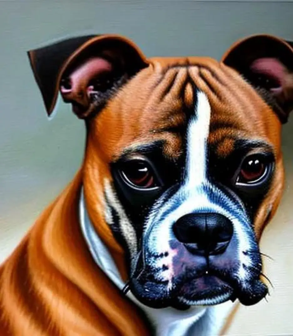 Boxer in Realism painting on canvas style created using AI Draw 