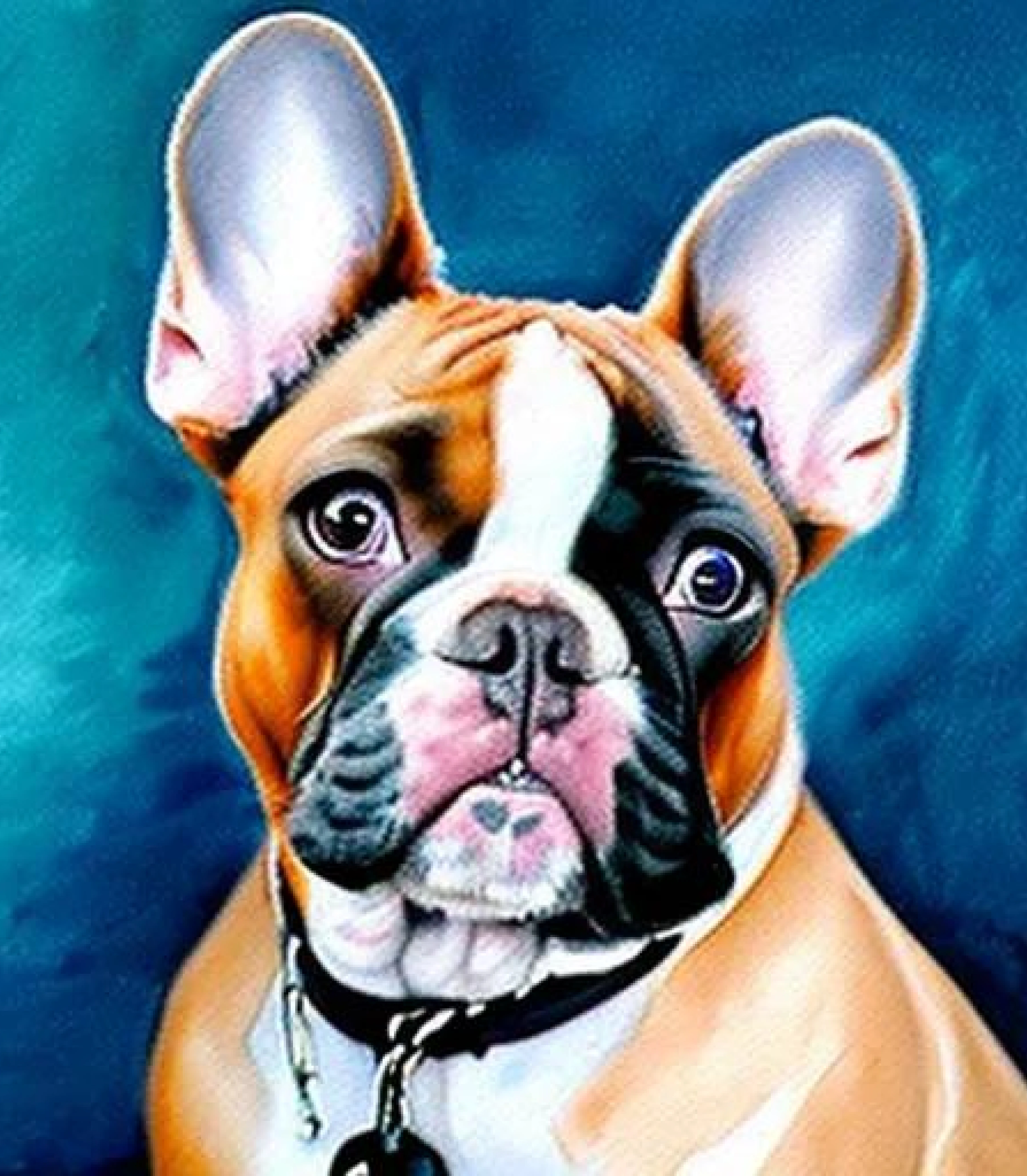 Bulldog in Watercolour painting on canvas style created using AI Draw 