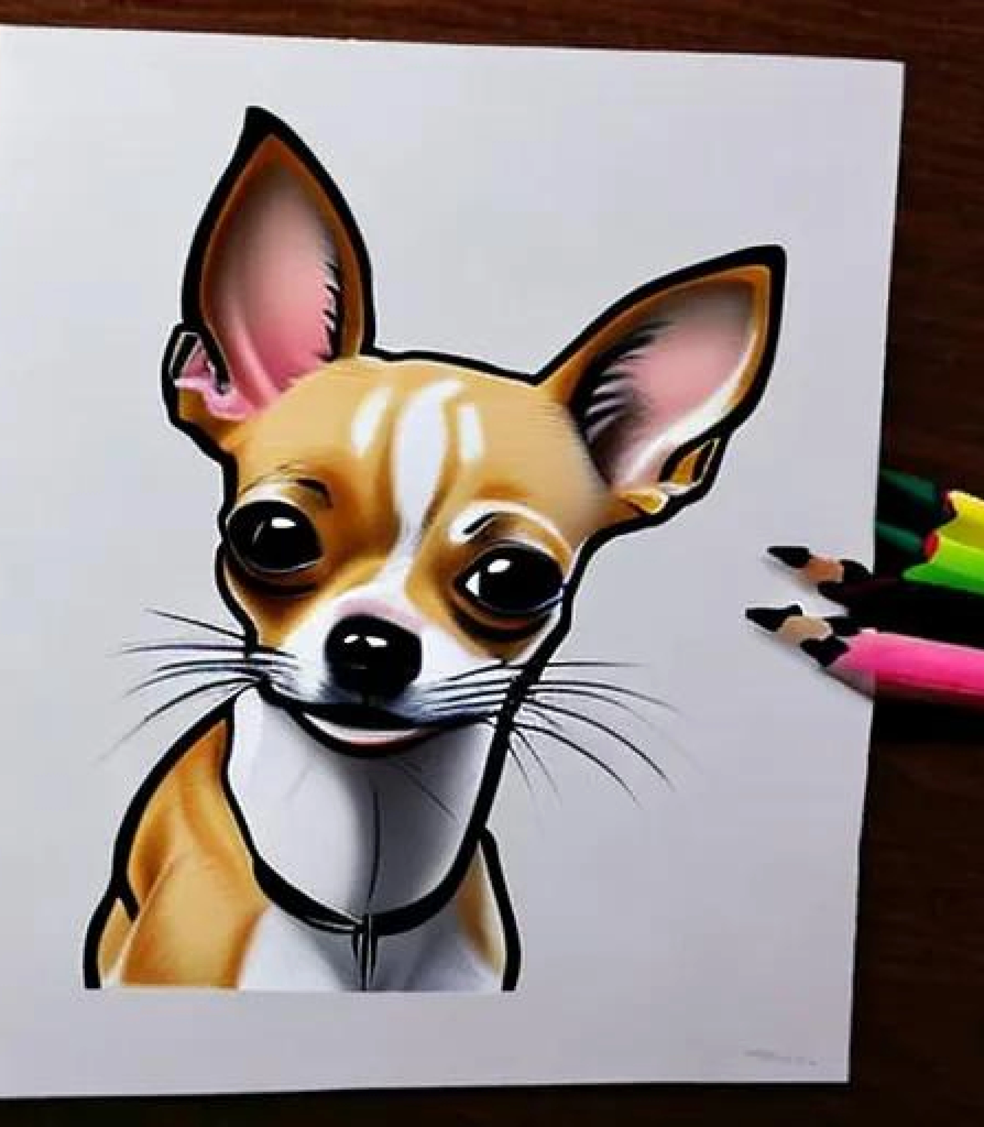 Chihuahua in Colourful pencil sketch style and Bowtie created using AI Draw our online AI Art generator