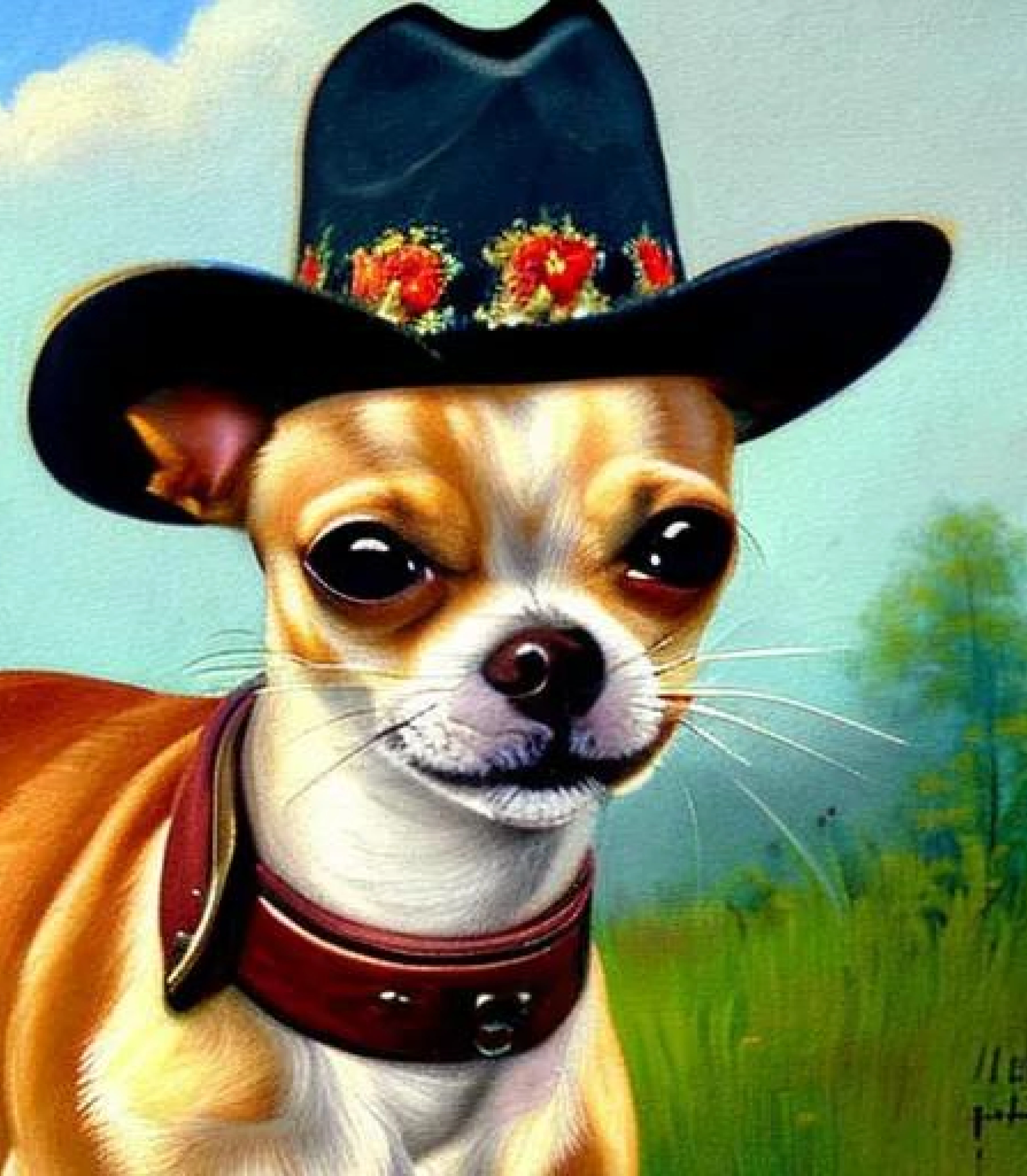 Chihuahua in Cowboy Oil Painting created using AI Draw our online AI Art generator