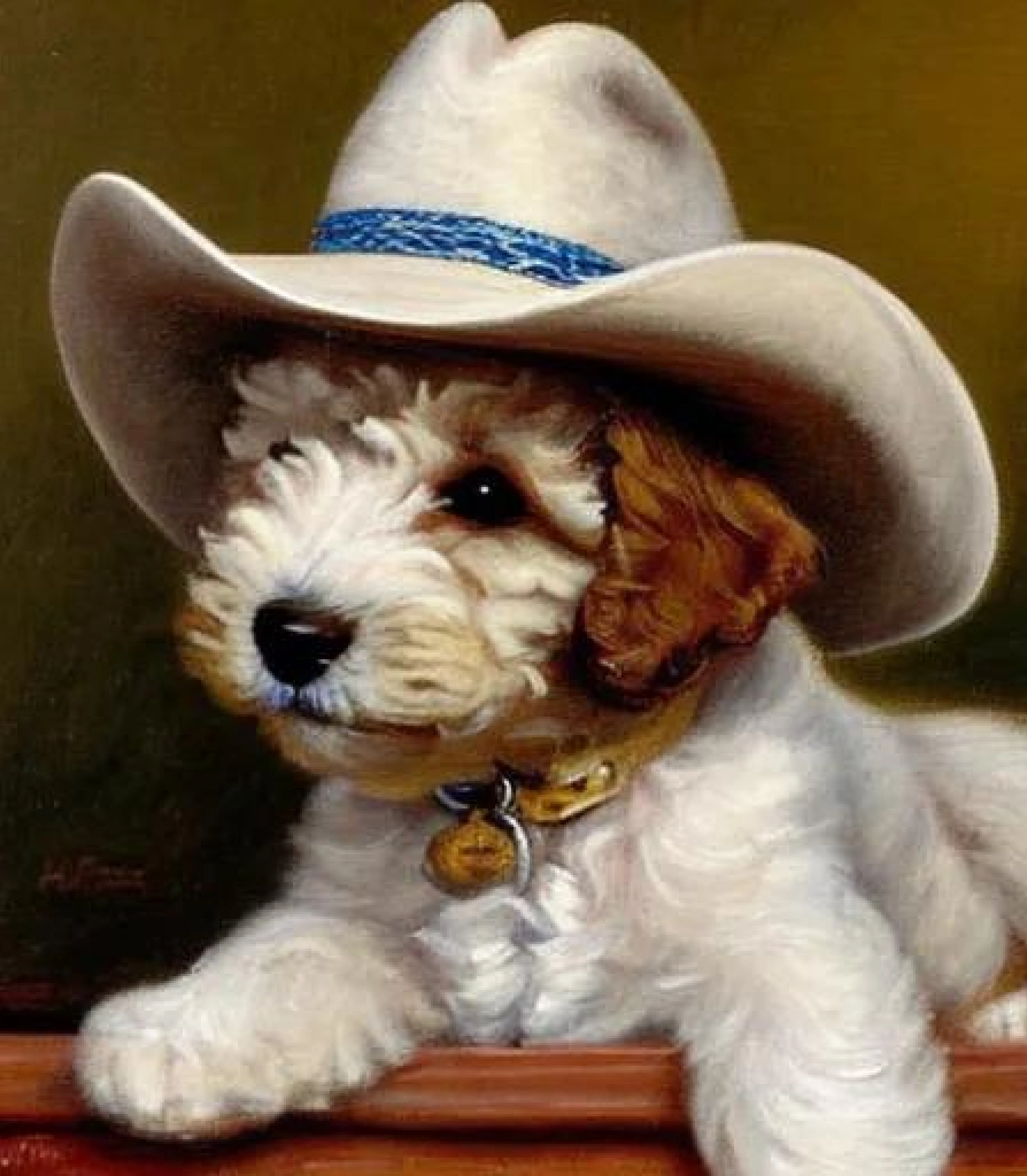 Cockapoo in Realistic Cowboy painting style created using AI Draw 