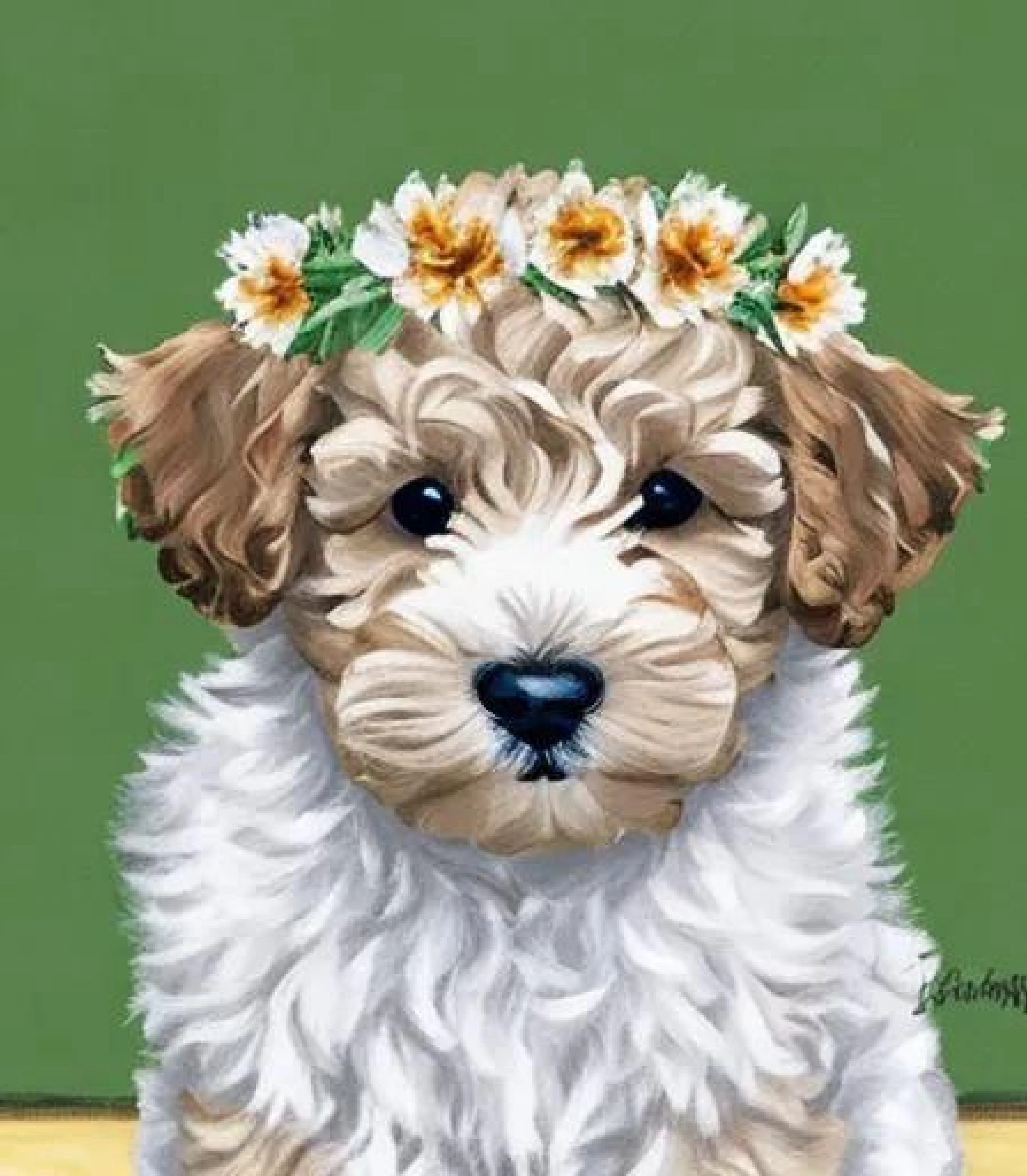 Cockapoo in Stunning flower crown created using AI Draw 