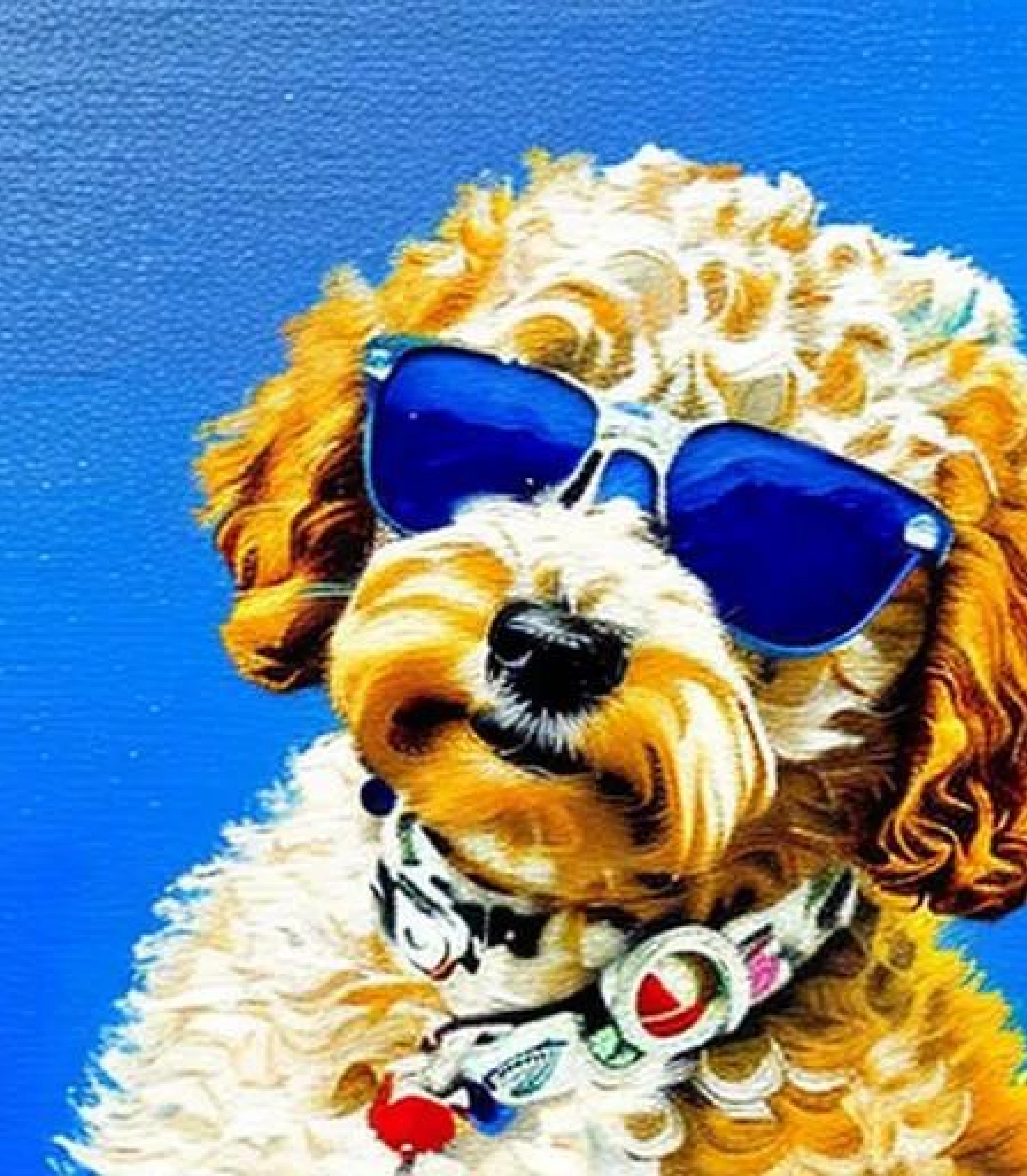 Cockapoo in Stunning Funky Colourful Shades created using AI Draw 