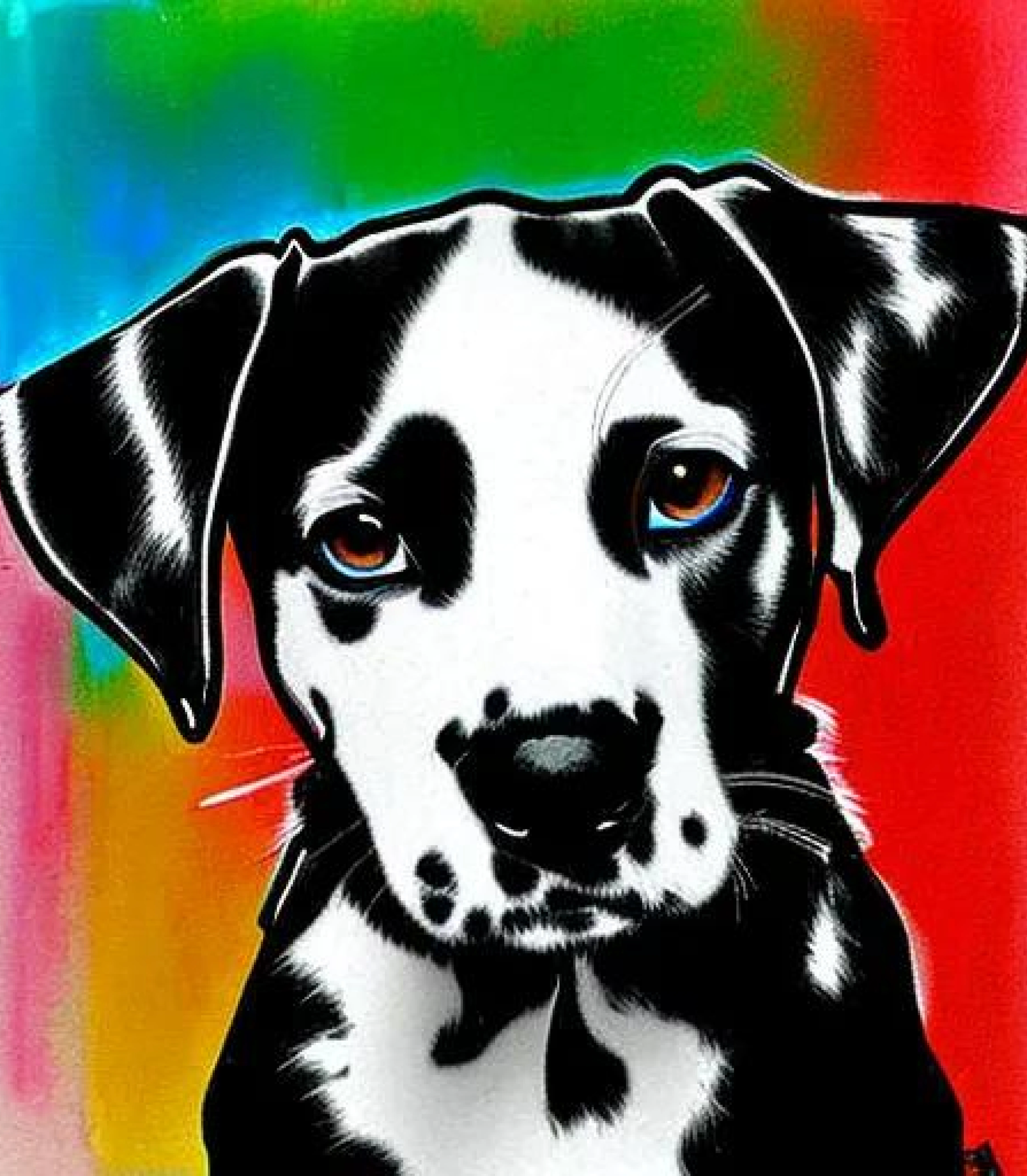 Dalmatian in stunning rainbow painting style created using AI Draw our online AI Art generator 