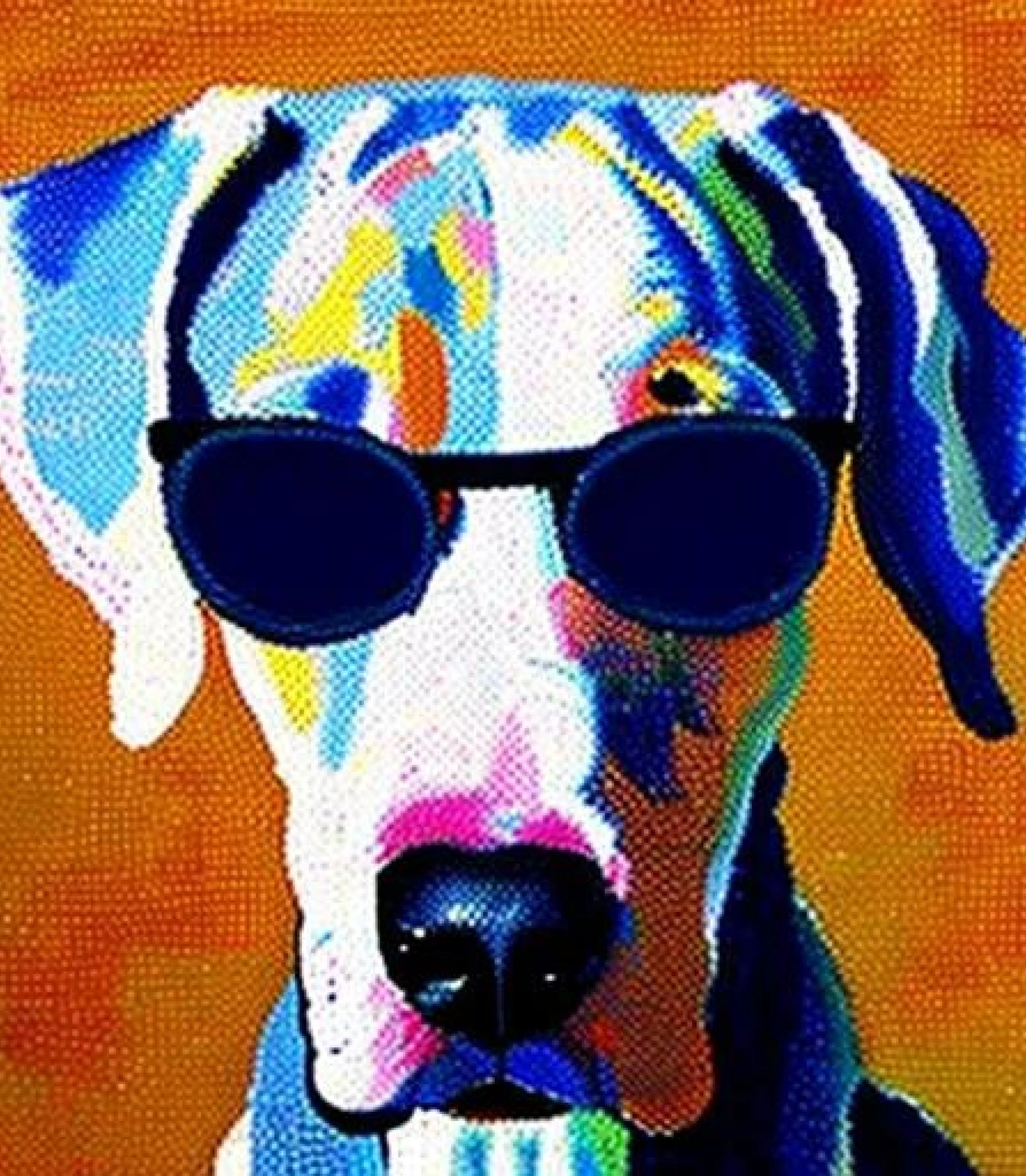 Great Dane in Stunning Funky Colourful Shades created using AI Draw our online AI Art generator