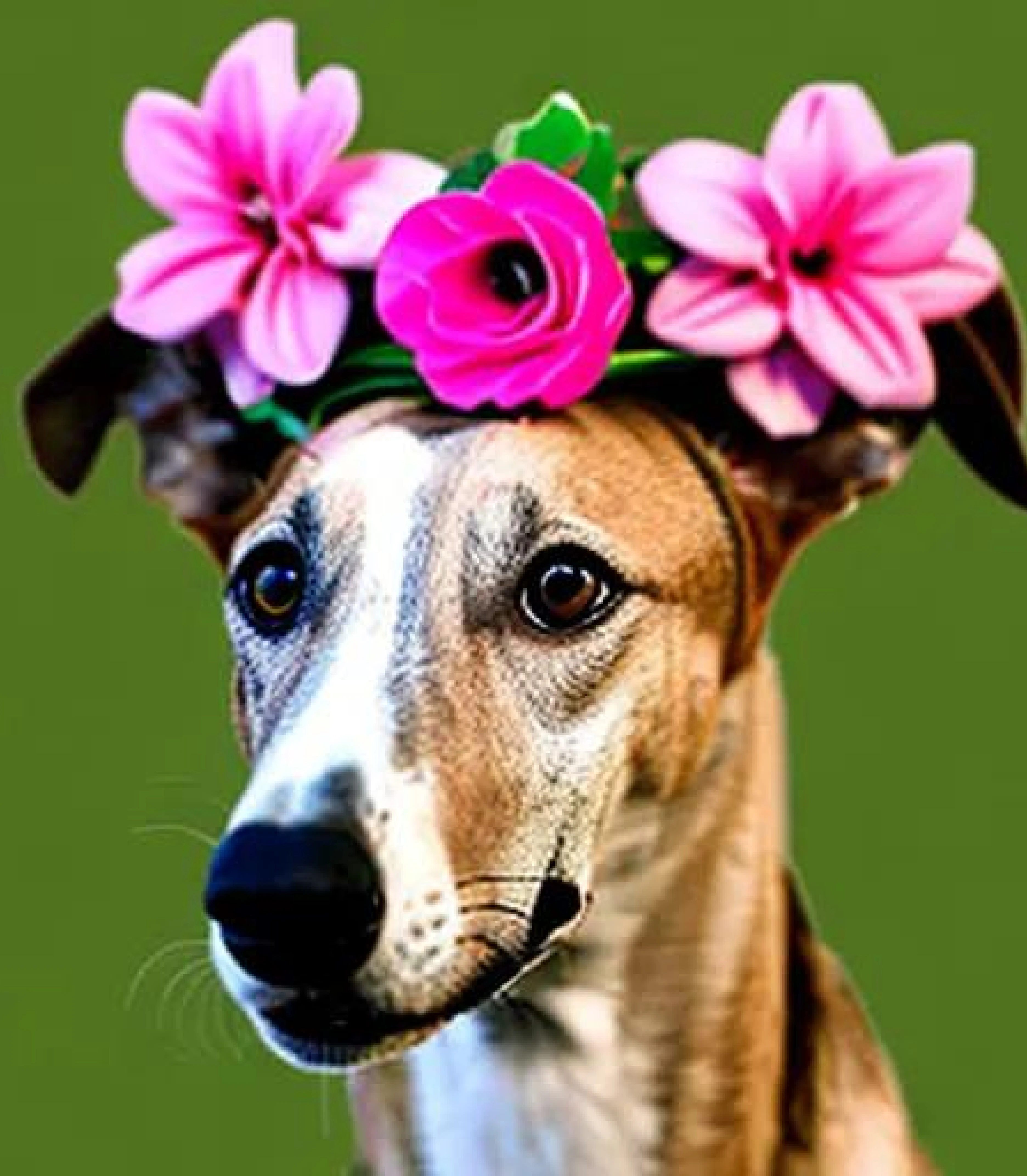 GreyHound in Flower Crown created using AI Draw our online AI Art generator