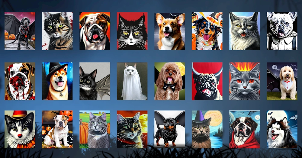 AI Pets Pictures from AI Draw in Halloween theme