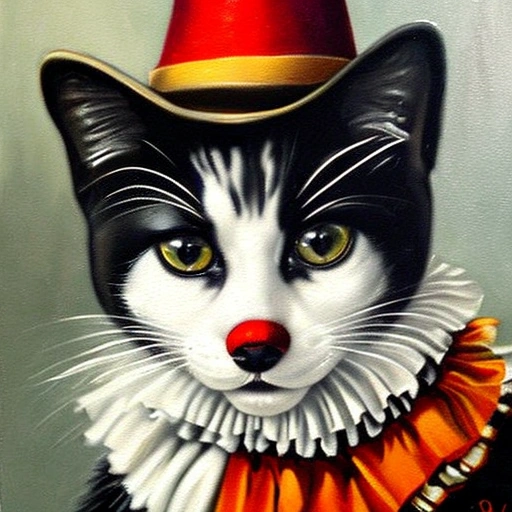 Killer Clown Cat created using AI Draw our online AI Art generator