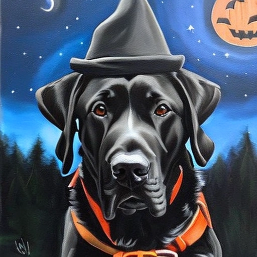 Midnight Labrador Witch created using AI Draw our online AI Art generator