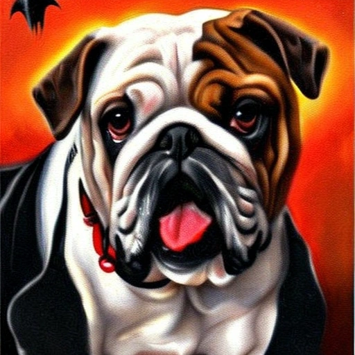 Barkcula The Bulldog Vampire created using AI Draw our online AI Art generator