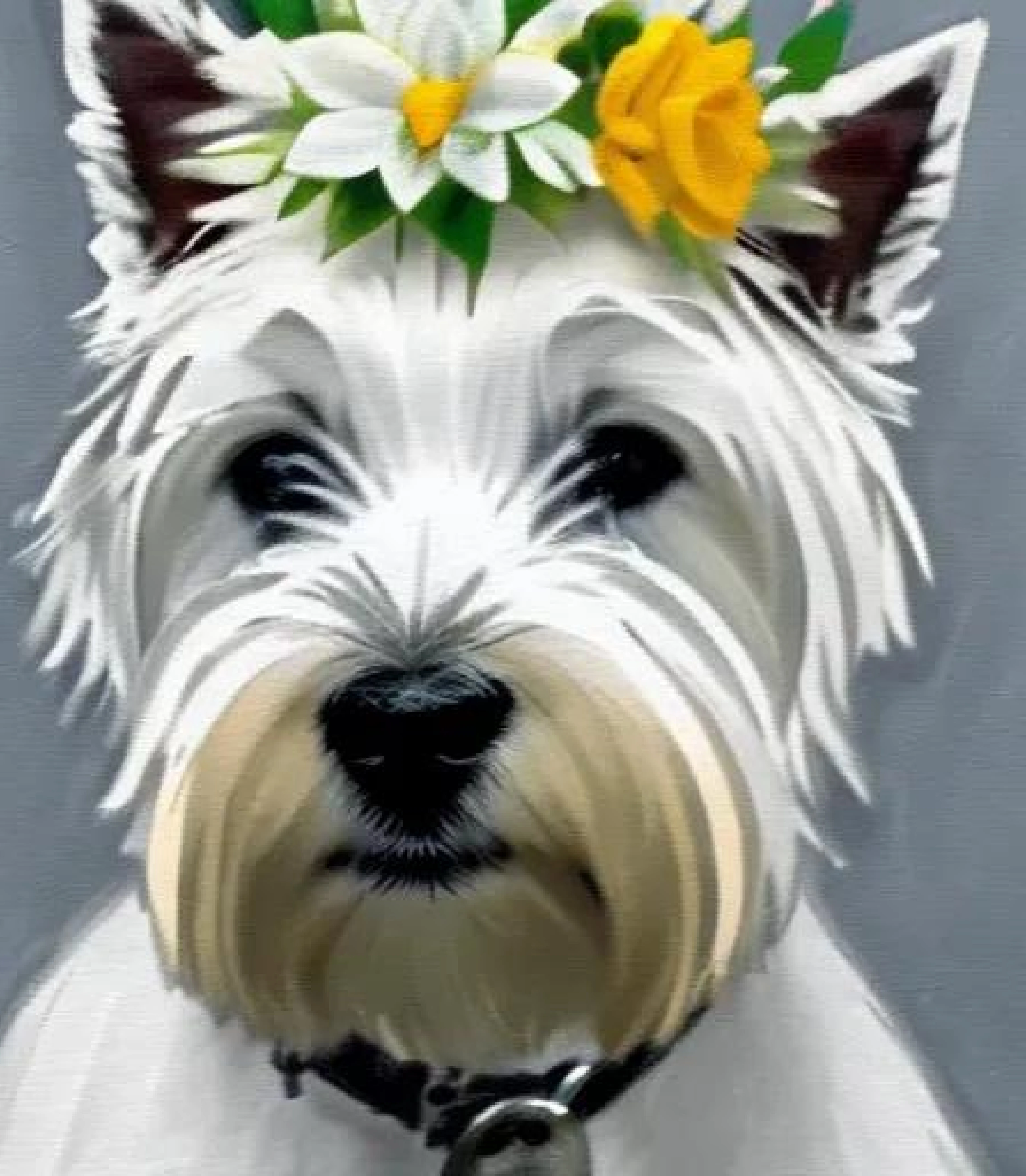 West Highland Terrier in Flower Crown created using AI Draw our online AI Art generator