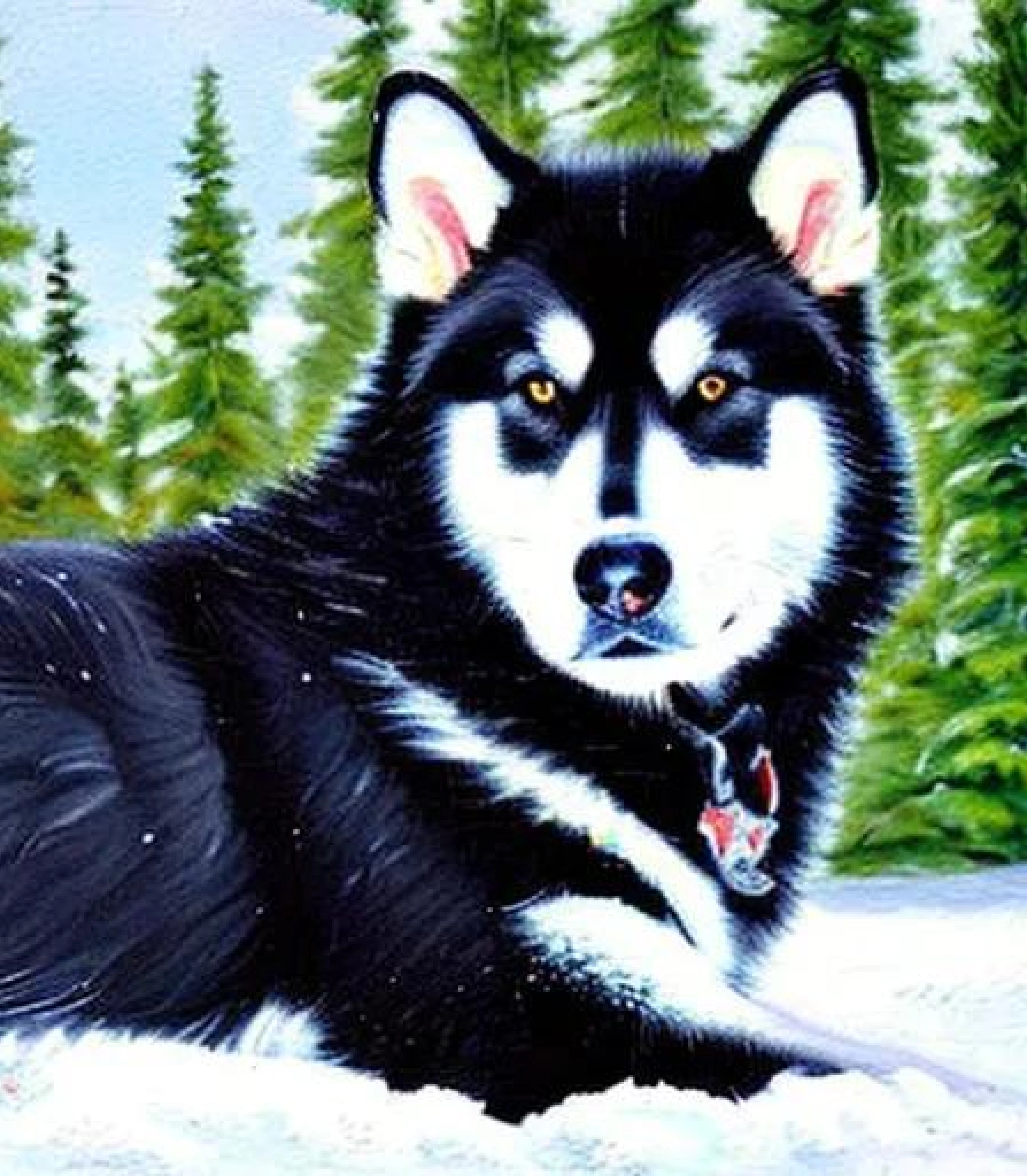 Alaskan Malmute in in Oil pastel style created using AI Draw 