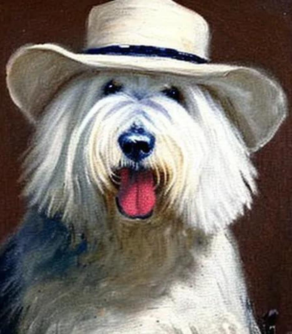 The Old English Sheepdog in Relaxed sun hat created using AI Draw 