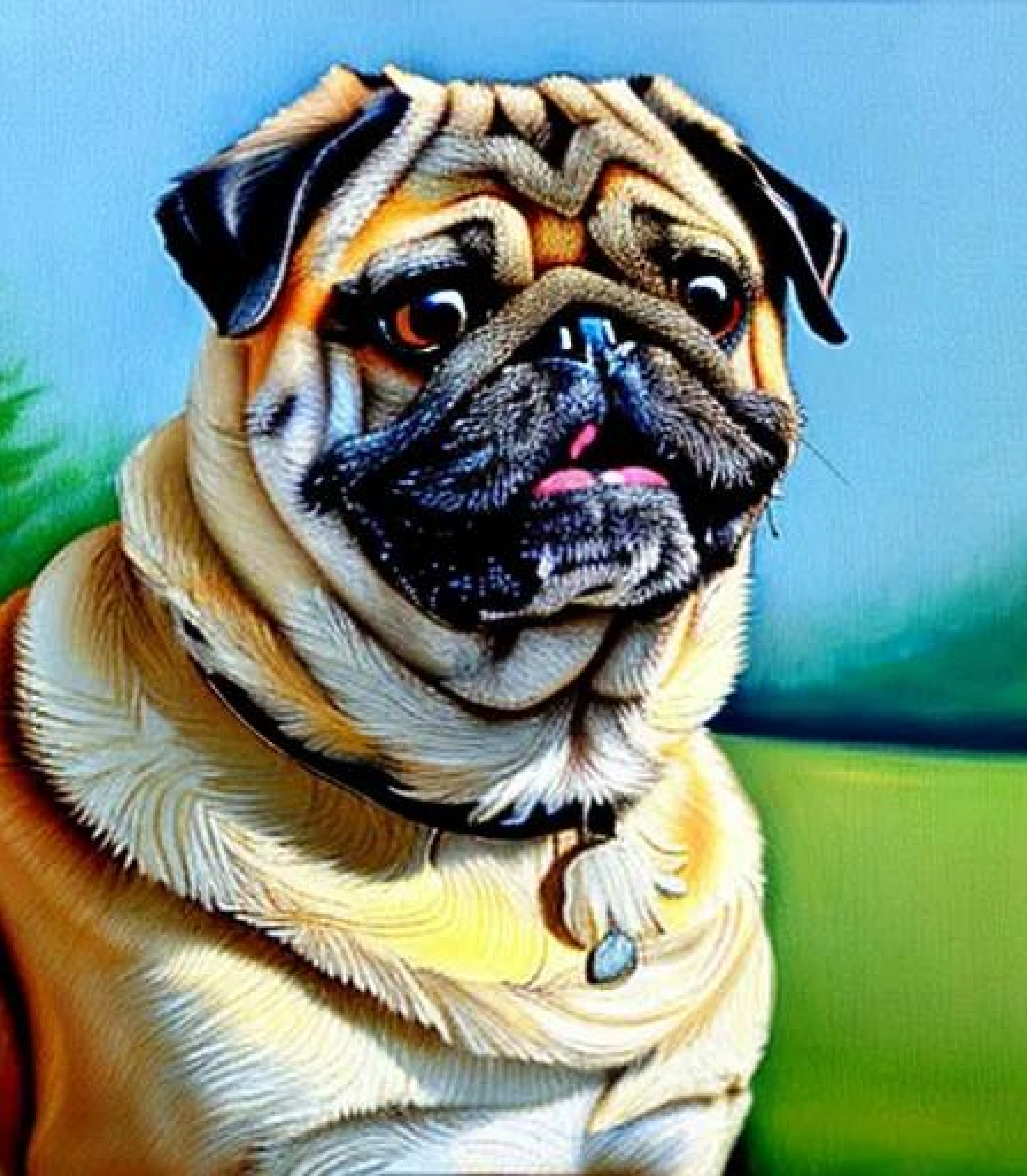 Pug in Acrylic paint style created using AI Draw 