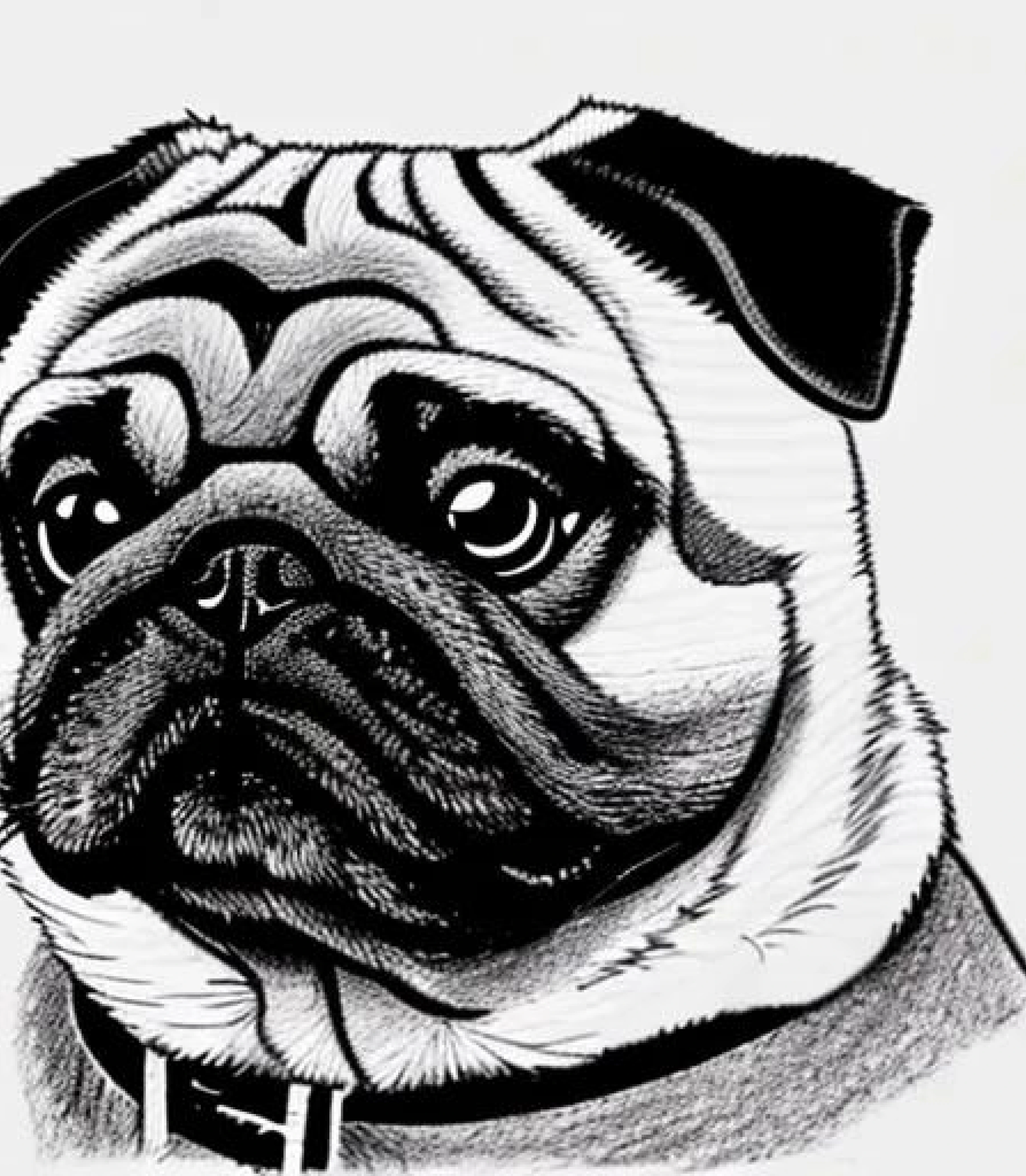 Pug in Hand drawn sketch monochrome style created using AI Draw 