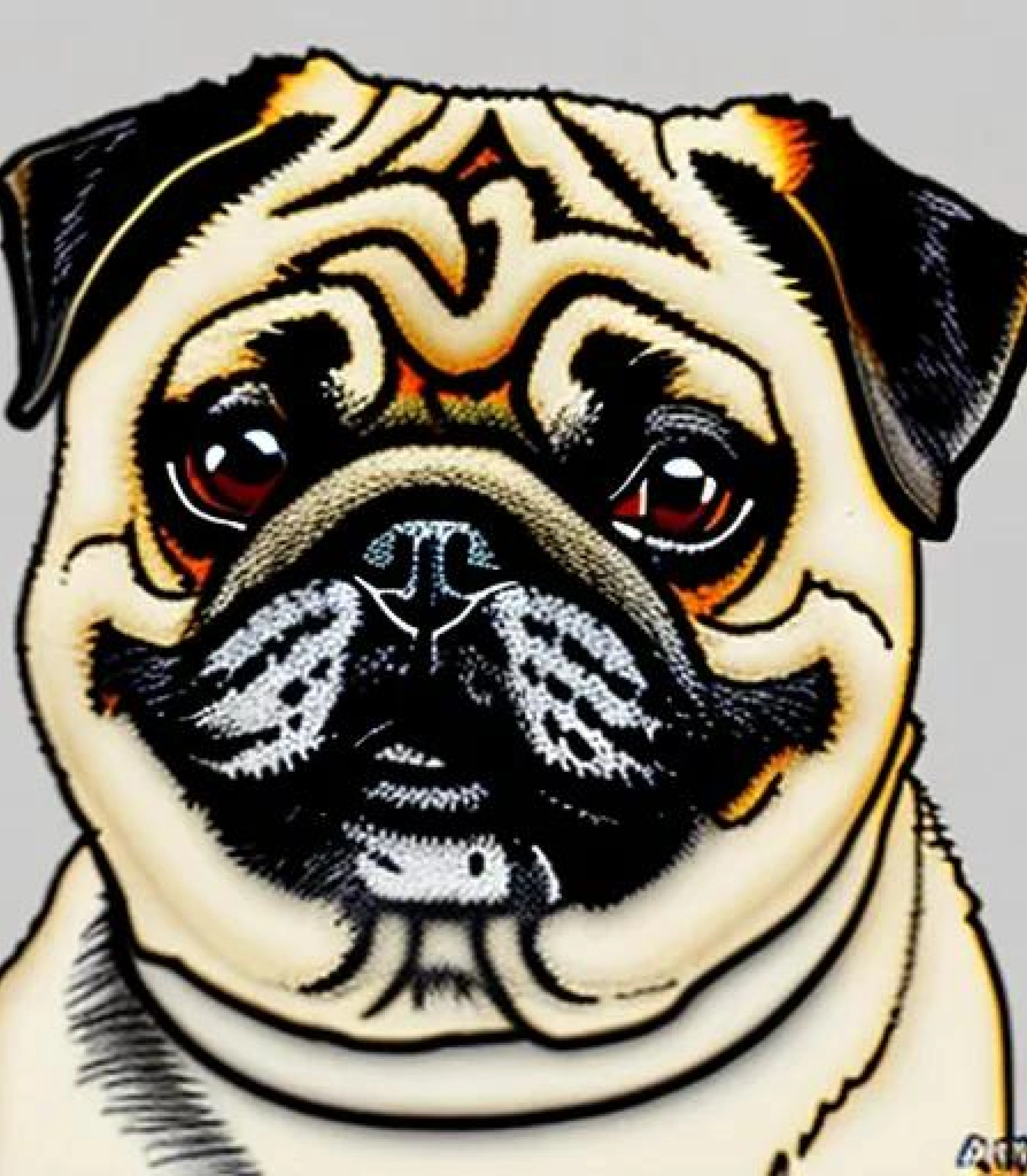 Pug in Cartoon Digital art style created using AI Draw 