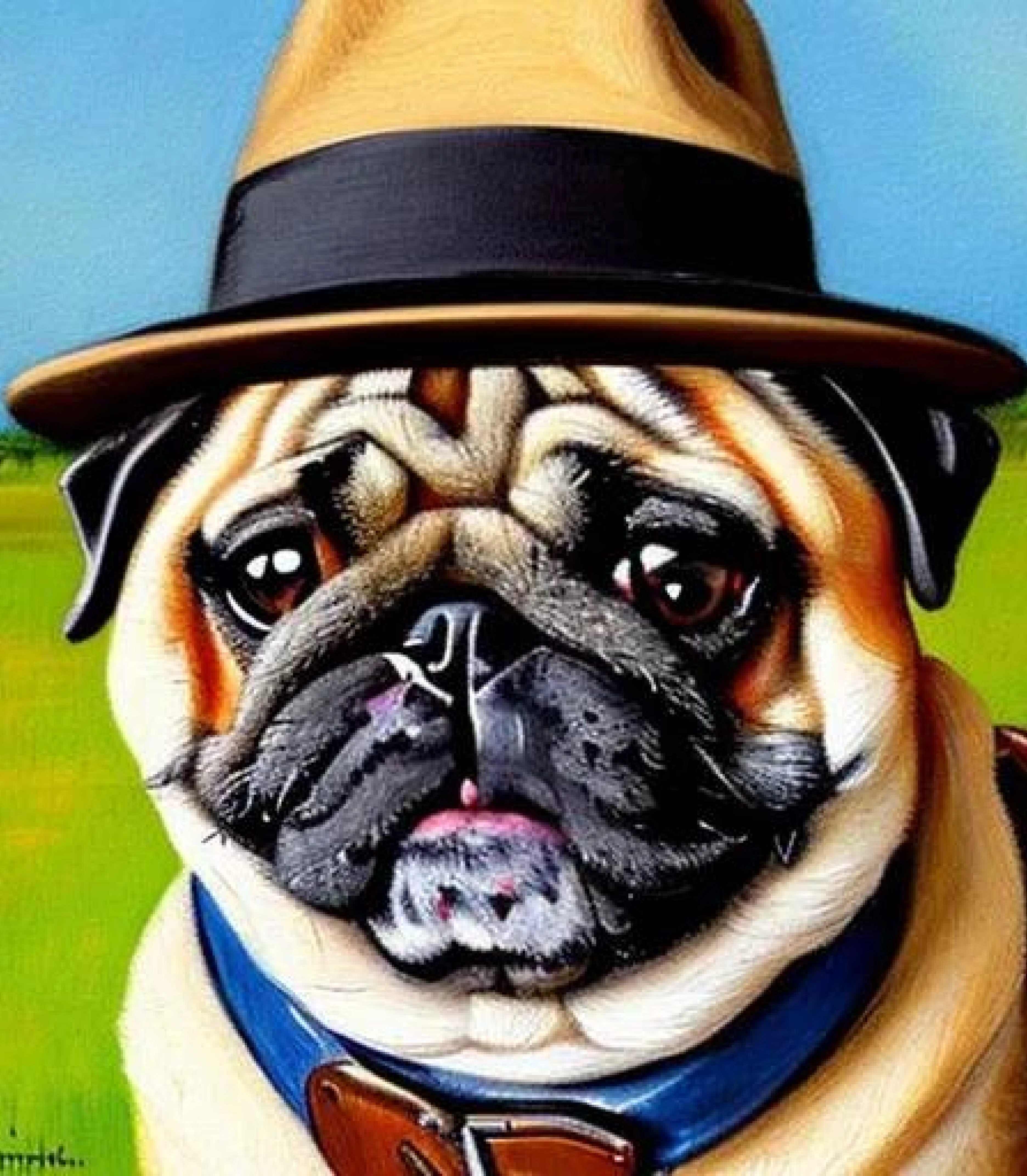 Pug in Country Hat created using AI Draw 