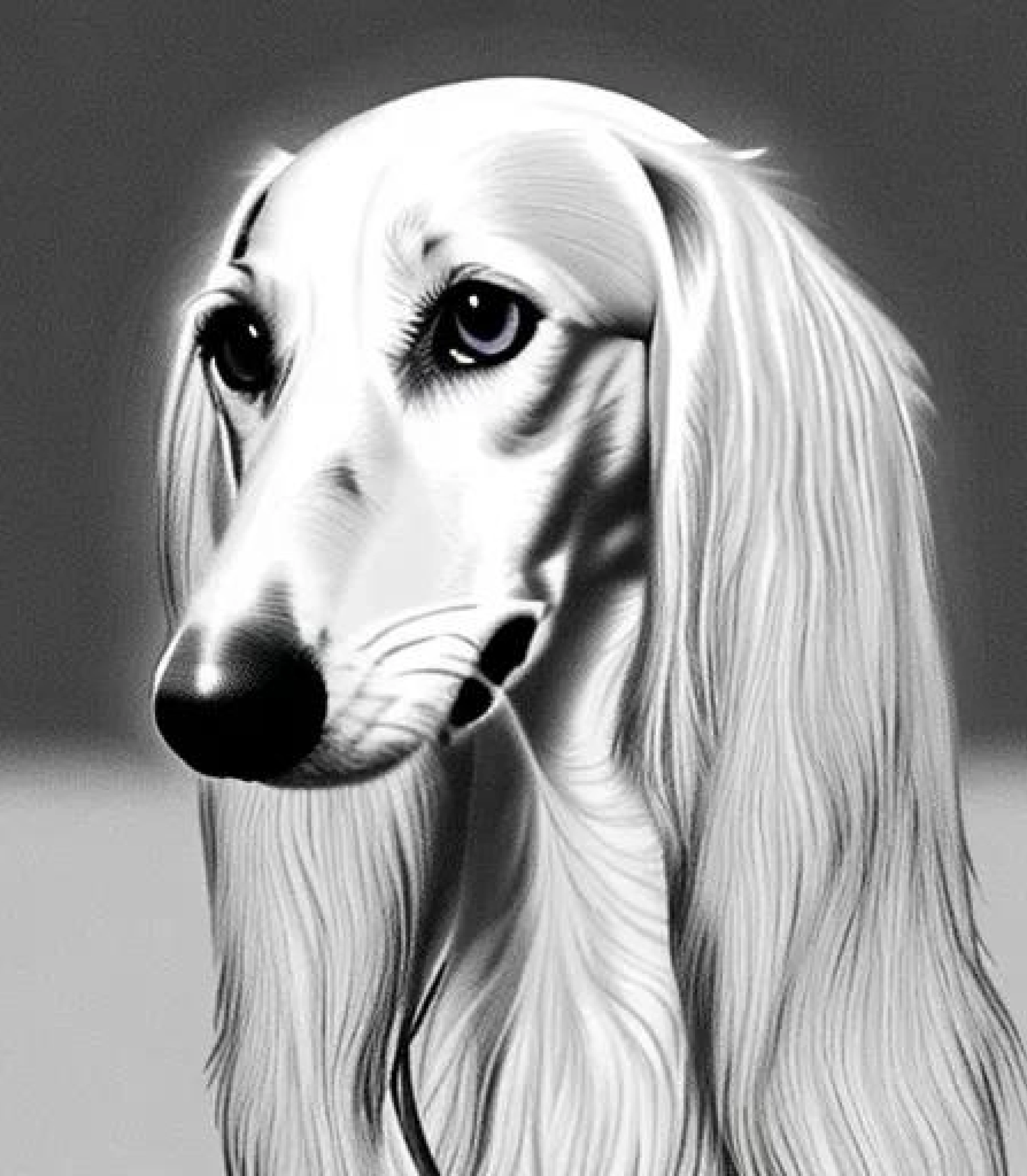 Saluki in Monochrome Realism sketch style created using AI Draw 