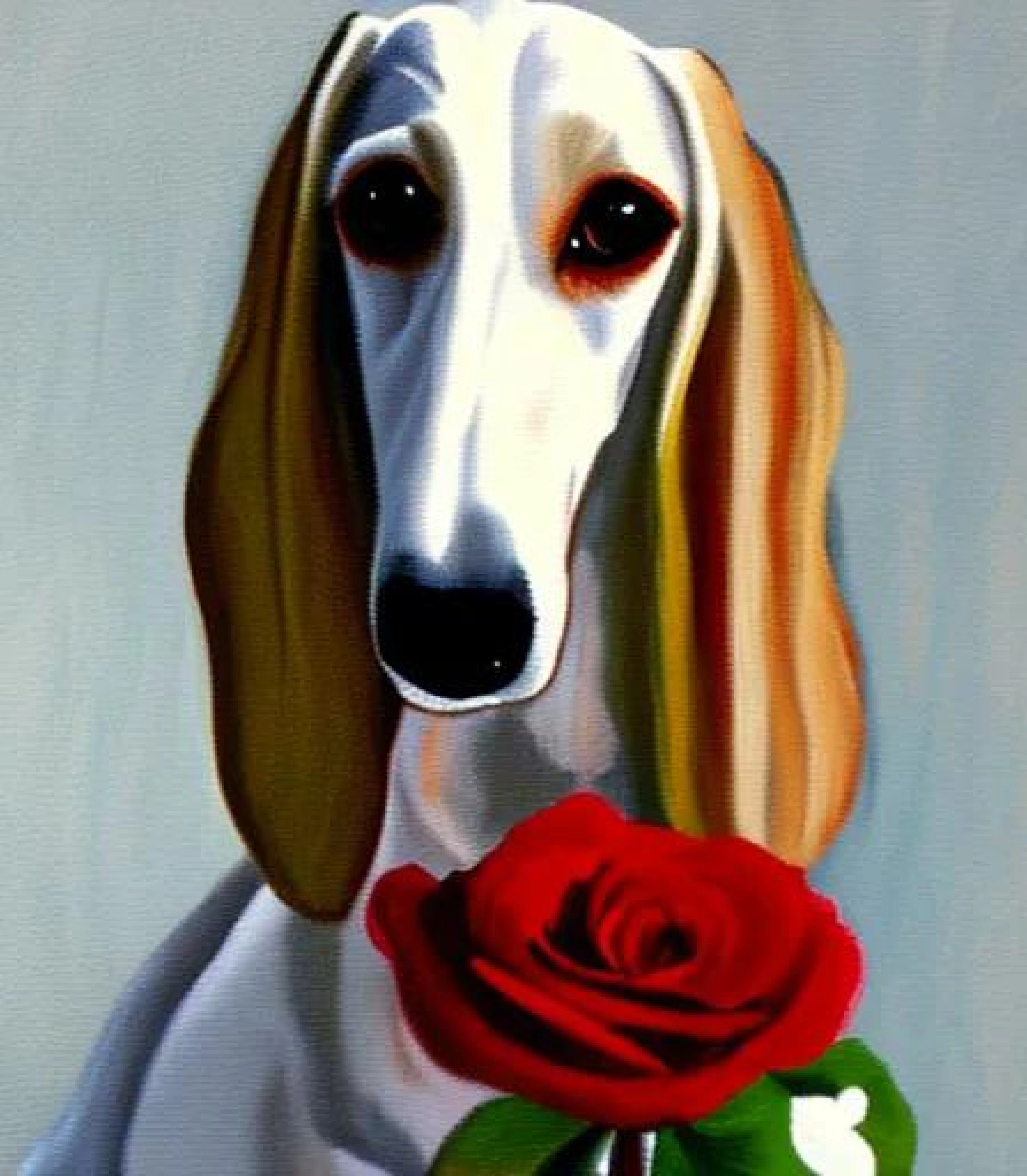 Saluki in Valentine Rose painting style created using AI Draw 