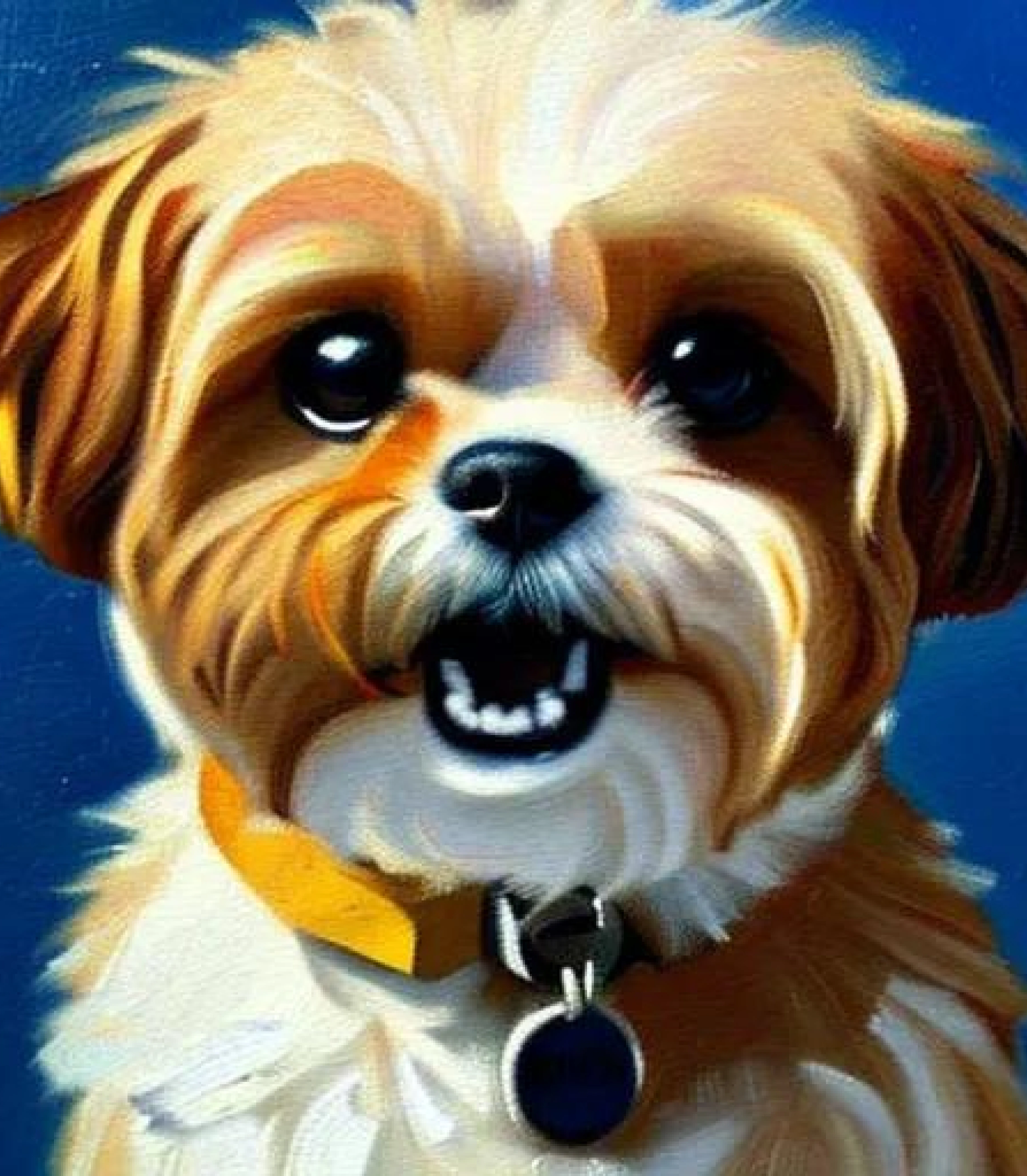 Shihtzu in Realistic painting style Smiling created using AI Draw our online AI Art generator 