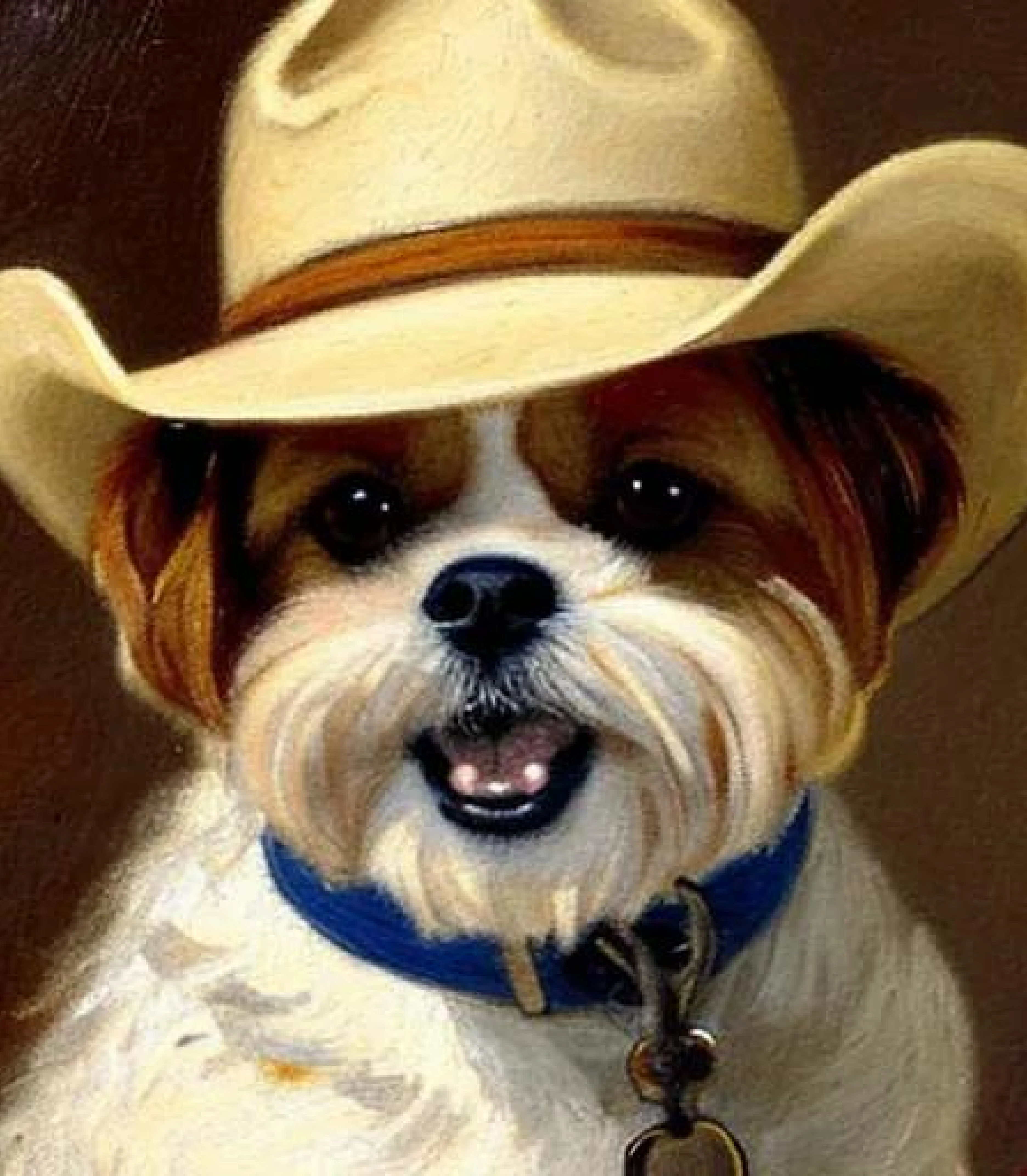 Shih tzu in cowboy painting created using AI Draw our online AI Art generator