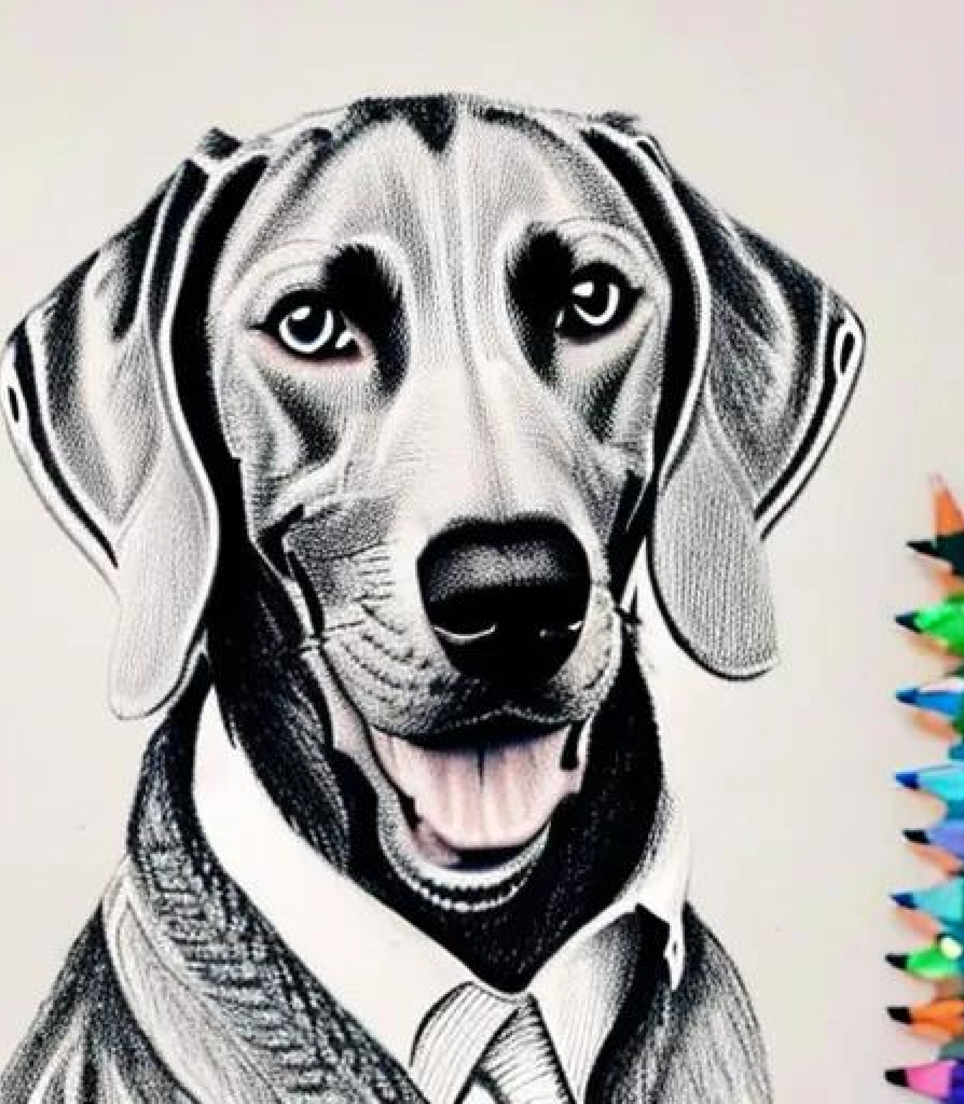 Weimaraner in Coloured Pencil sketch created using AI Draw our online AI Art generator